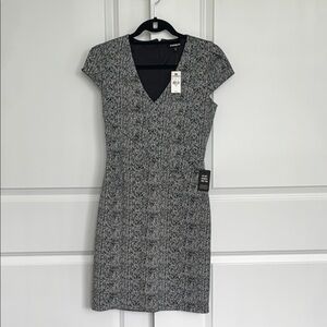 Express Black and White V-Neck Sheath Dress